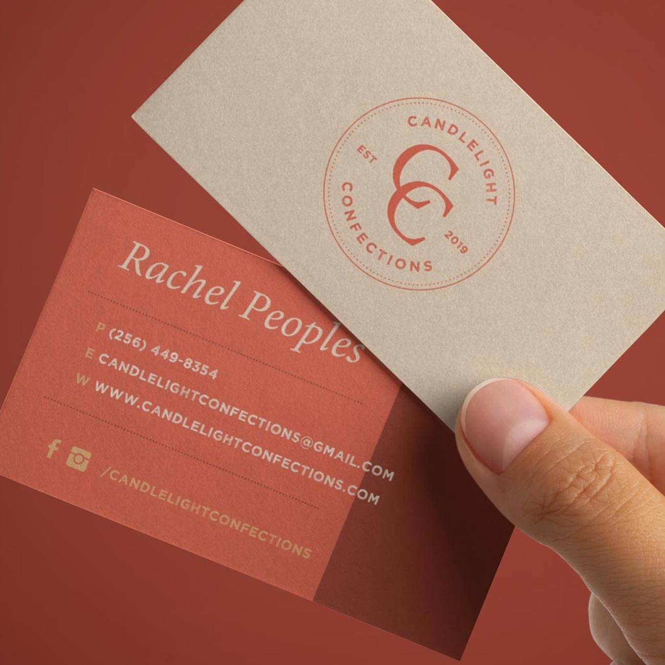 Business card design for Candlelight Confections
